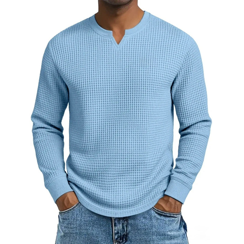 Enzo |  Camiseta de punto waffle con escote en V y corte slim para hombre
