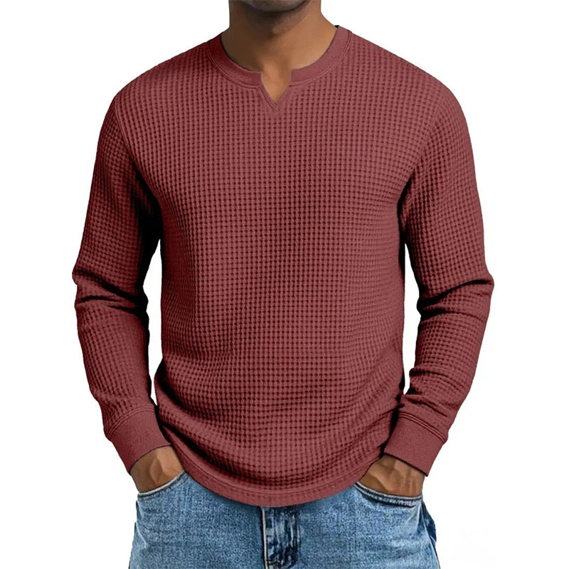 Enzo |  Camiseta de punto waffle con escote en V y corte slim para hombre