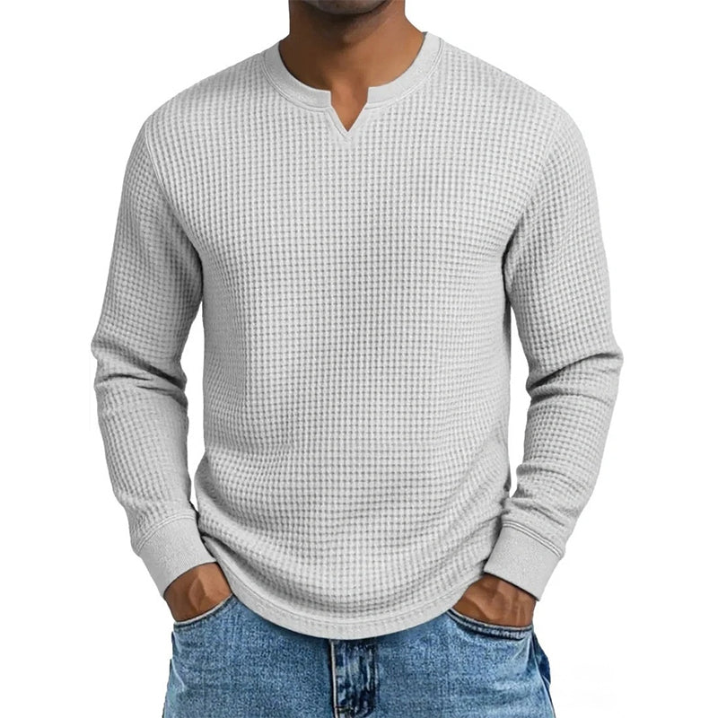 Enzo |  Camiseta de punto waffle con escote en V y corte slim para hombre