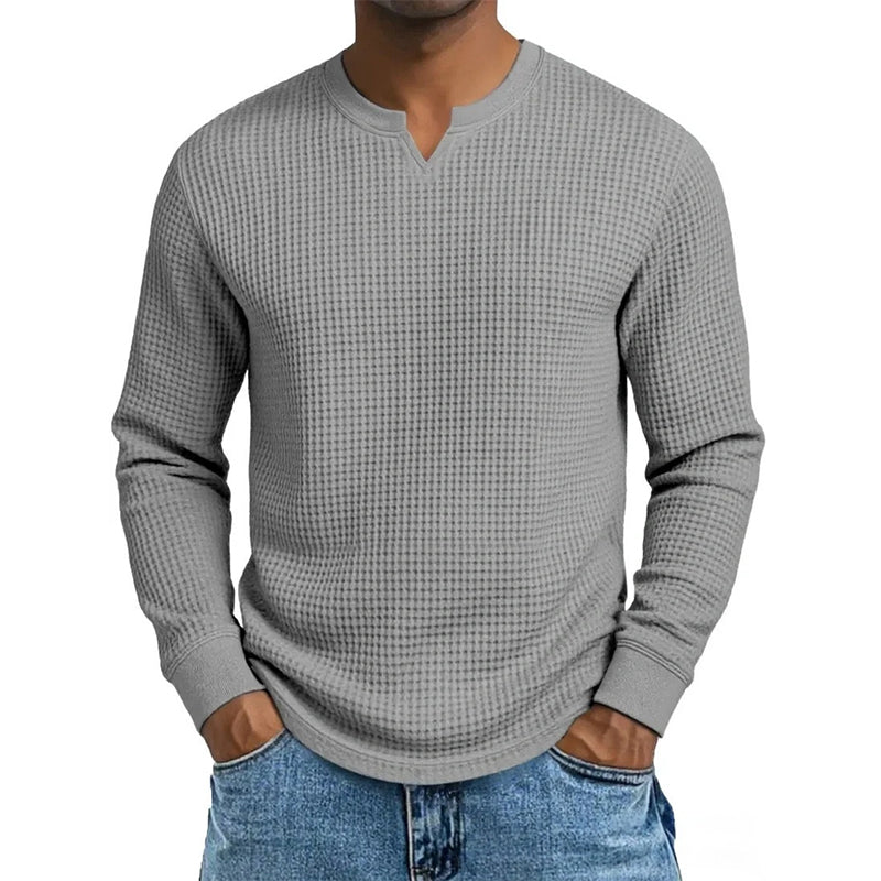 Enzo |  Camiseta de punto waffle con escote en V y corte slim para hombre
