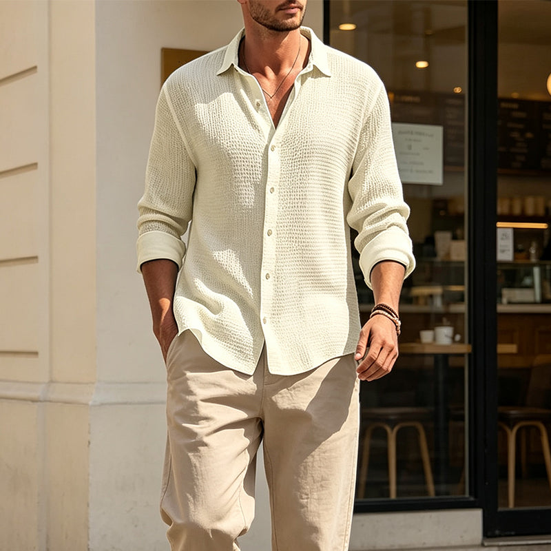 Dante |  Camisa casual transpirable de tejido waffle para hombre