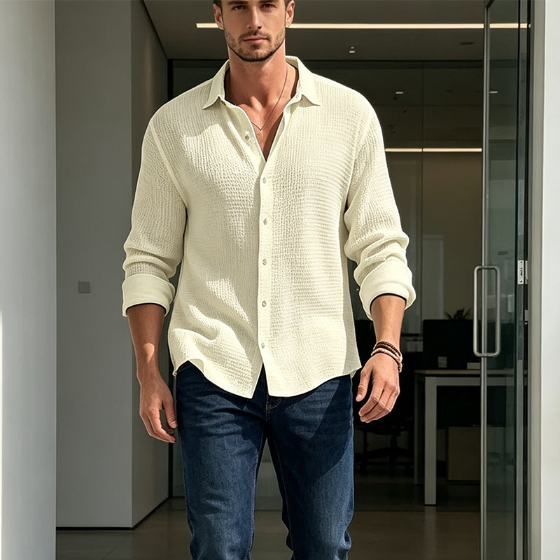 Dante |  Camisa casual transpirable de tejido waffle para hombre