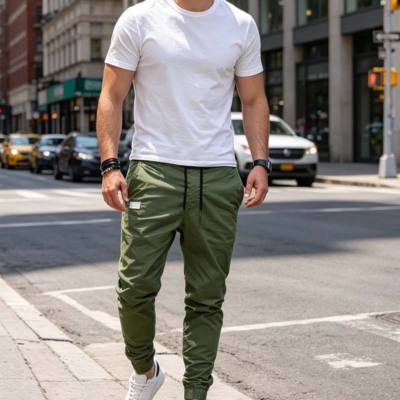 Pantalón jogger casual con cordón para hombre