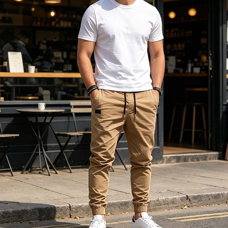 Pantalón jogger casual con cordón para hombre