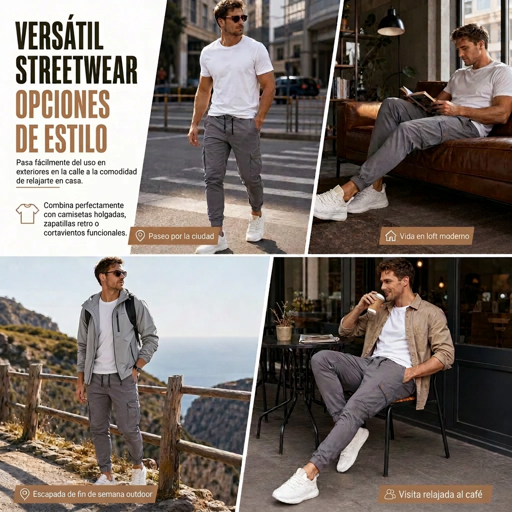 Luis | Pantalón jogger cargo liso para hombre