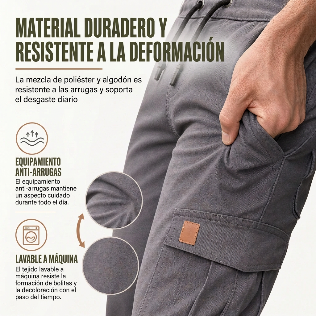 Luis | Pantalón jogger cargo liso para hombre