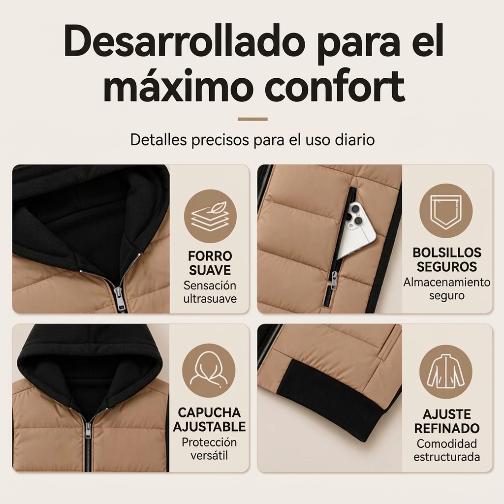 Chaqueta acolchada con capucha para mujer