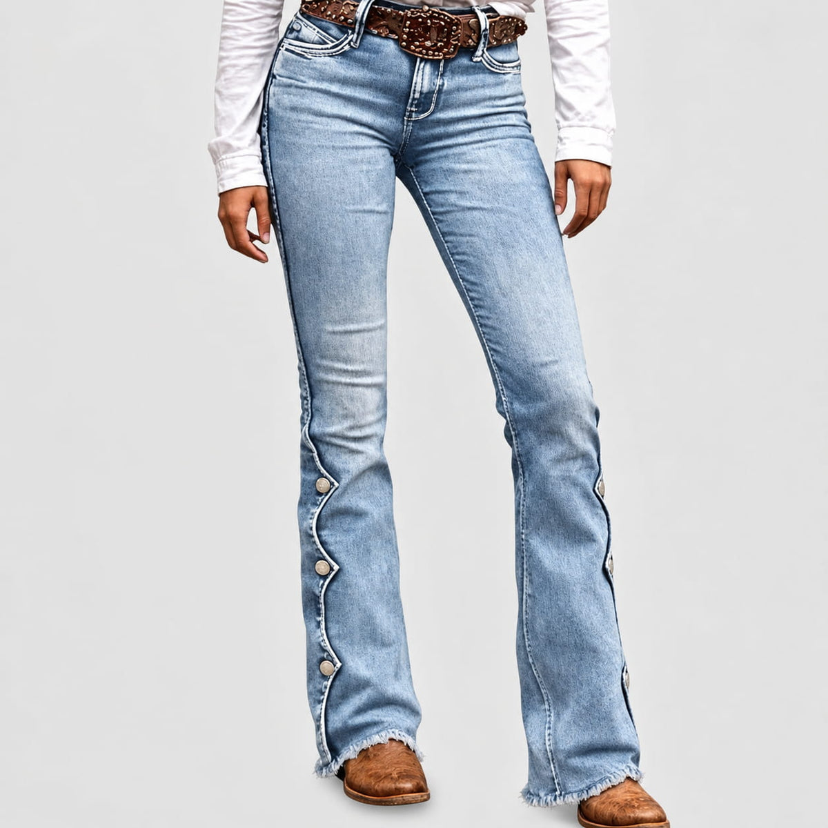 Vaqueros flare en azul claro