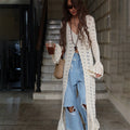 Cárdigan largo de crochet calado para mujer, detalle de largo