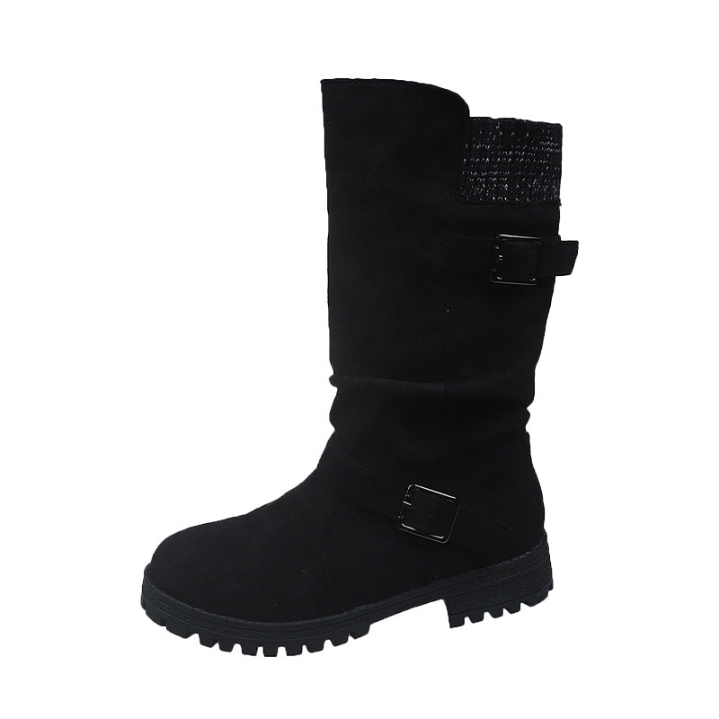 Botas de caña media holgadas para mujer — color negro