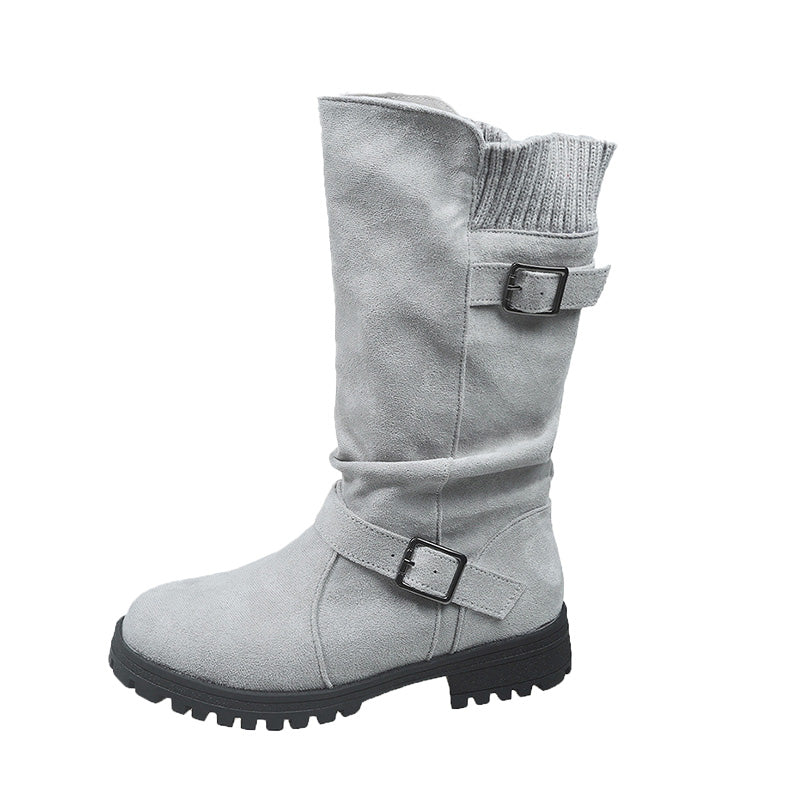 Botas de caña media holgadas para mujer — color gris