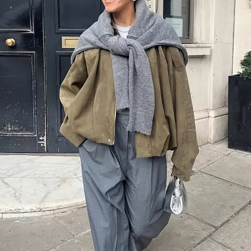 Chaqueta estilo piloto con efecto ante, vista 3