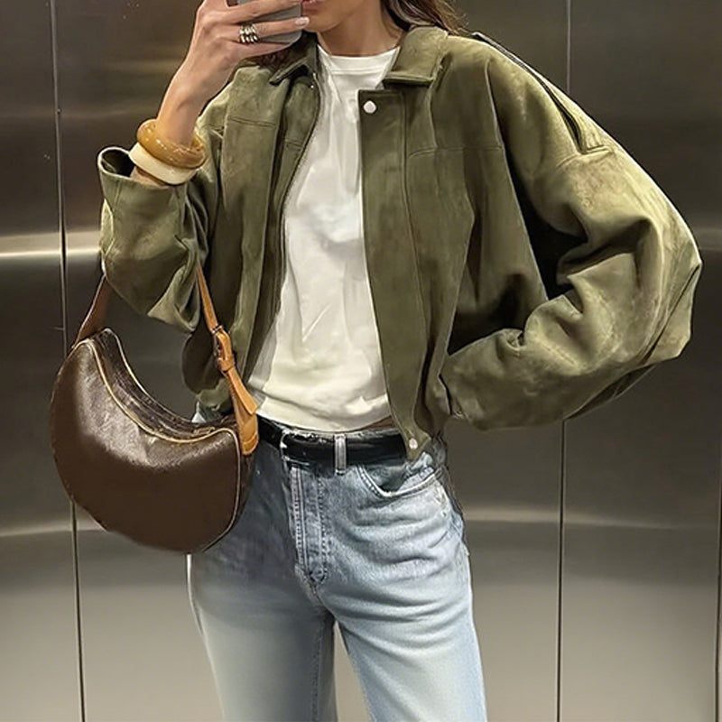 Chaqueta estilo piloto con efecto ante, vista 1
