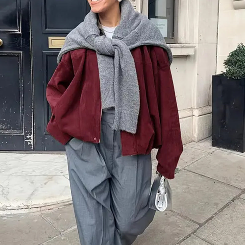 Chaqueta estilo piloto con efecto ante, vista 4