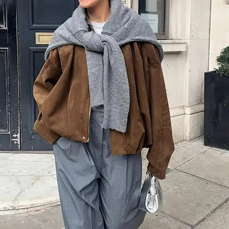 Chaqueta estilo piloto con efecto ante, vista 5