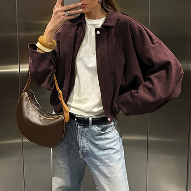 Chaqueta estilo piloto con efecto ante, vista 9