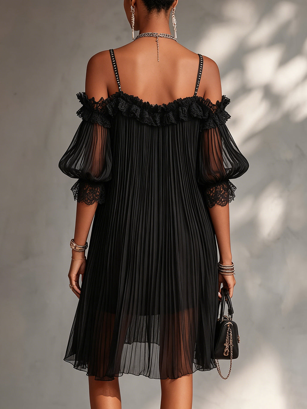 Minivestido negro Vittoria, vista trasera