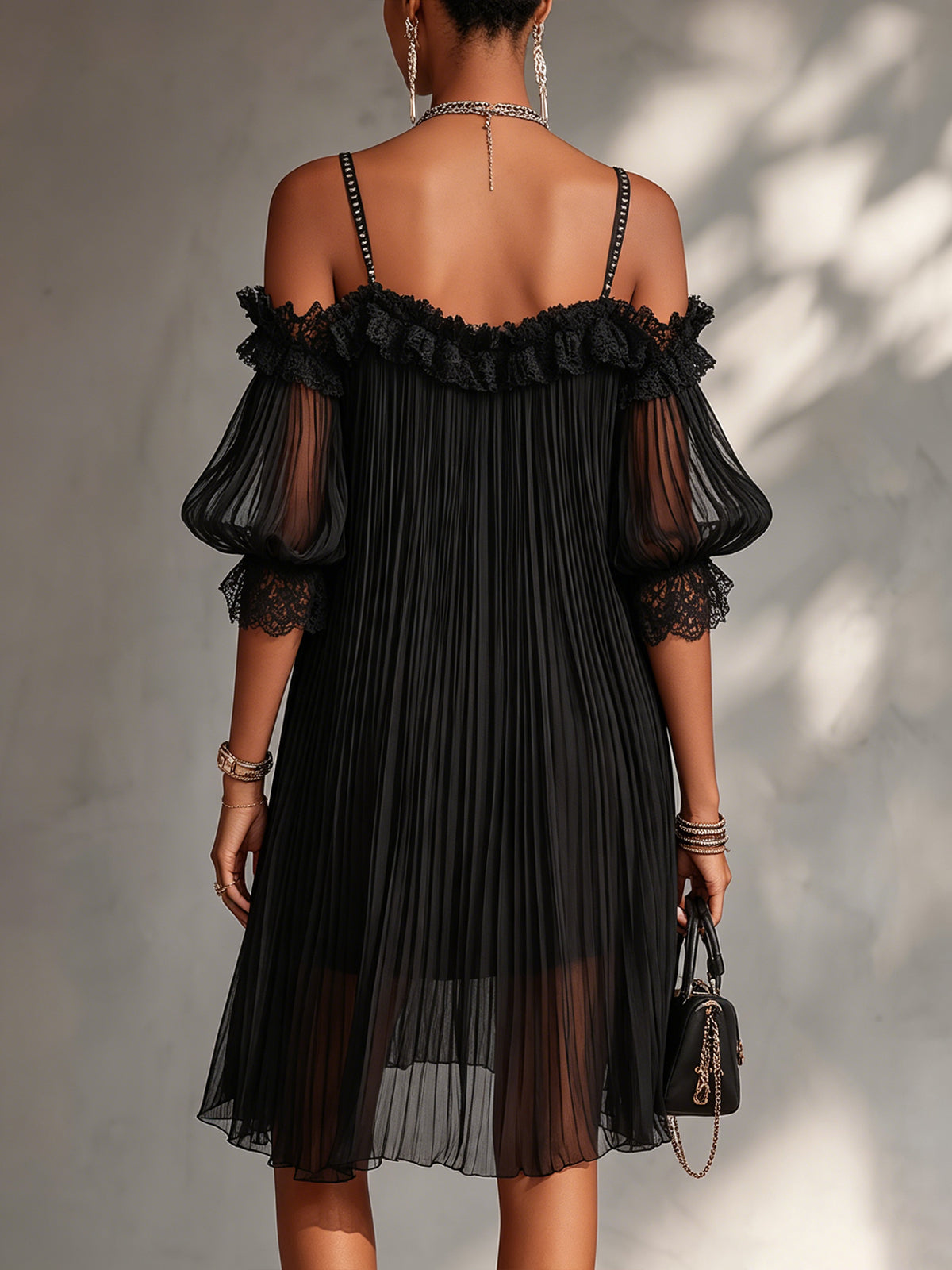 Minivestido negro Vittoria, vista trasera