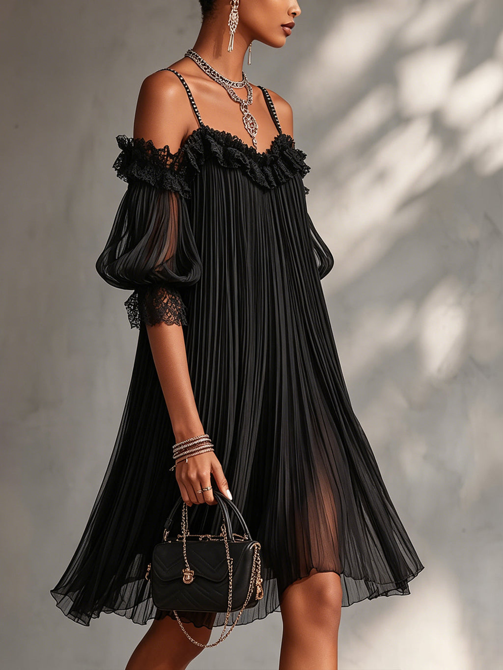 Minivestido negro Vittoria, vista lateral