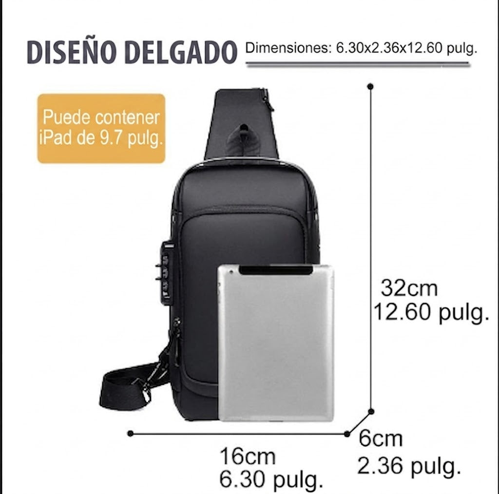 Héctor | Bolsa de deporte- bandolera con función de carga USB