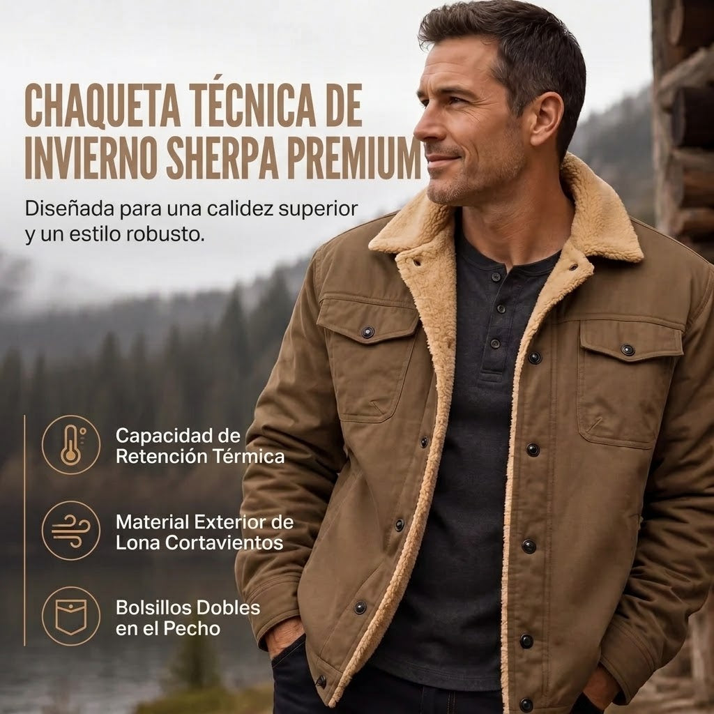 Diego | Chaqueta de trabajo informal de hombre con forro Sherpa y bolsillos utilitarios