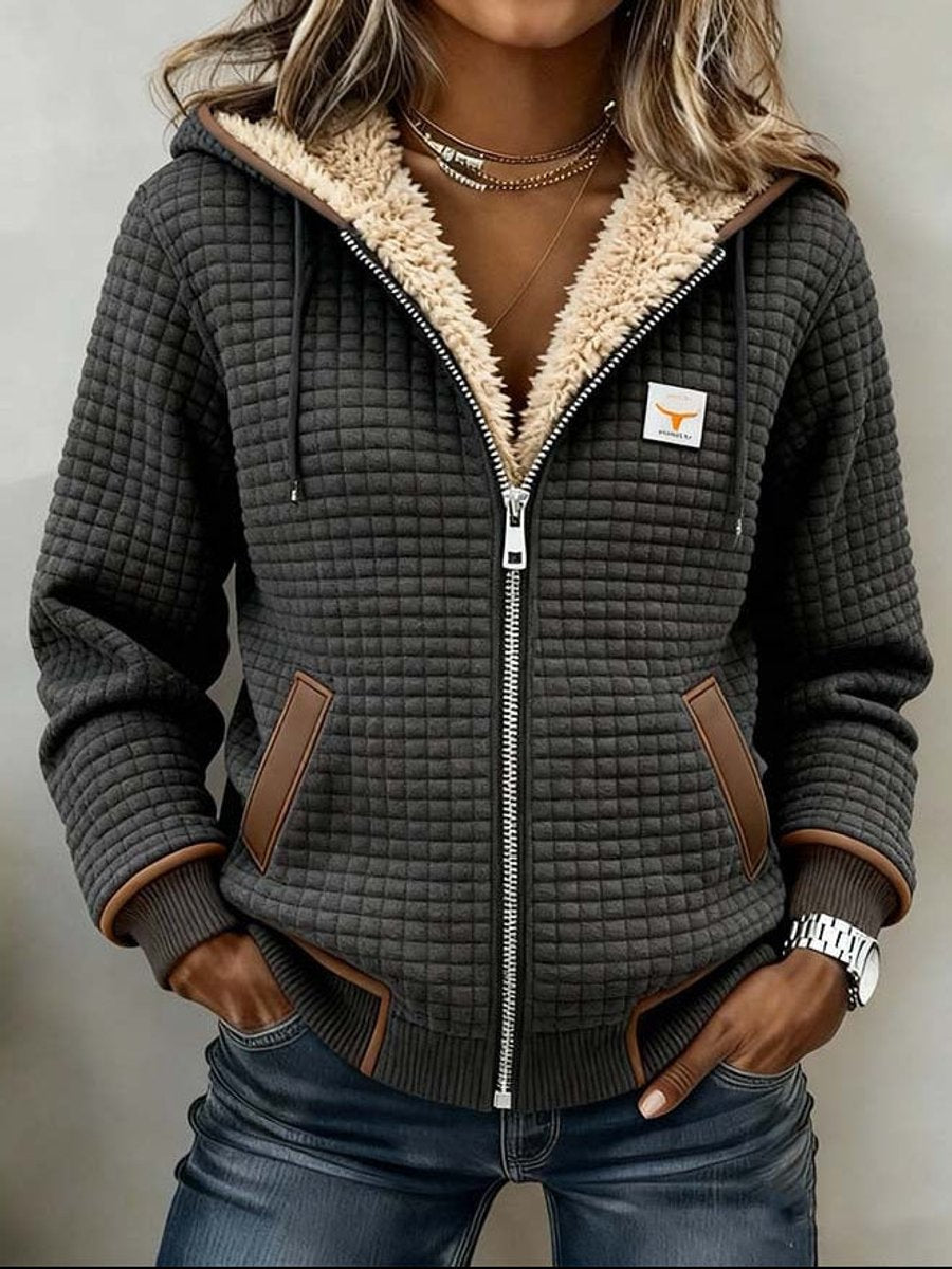 Sandra | Chaqueta acolchada con capucha, cremallera y forro de borreguito