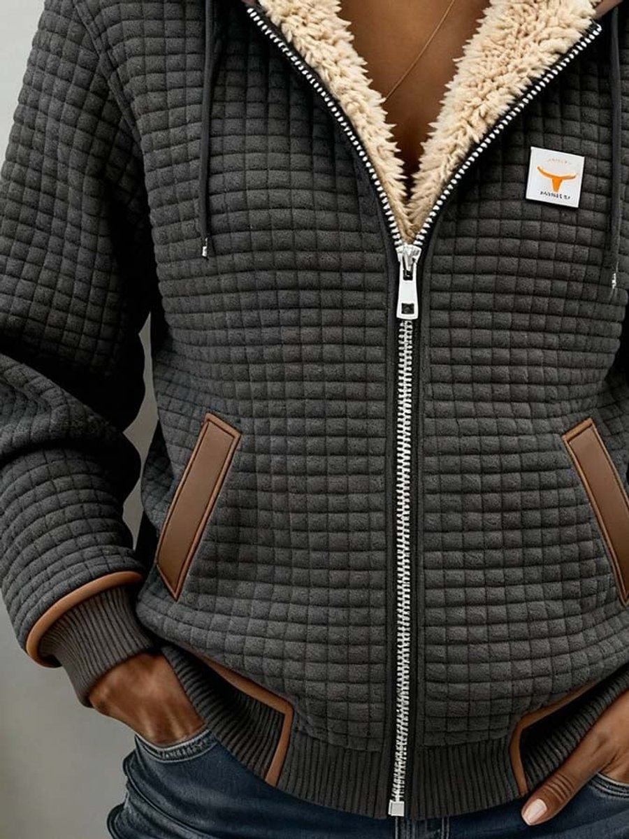 Sandra | Chaqueta acolchada con capucha, cremallera y forro de borreguito