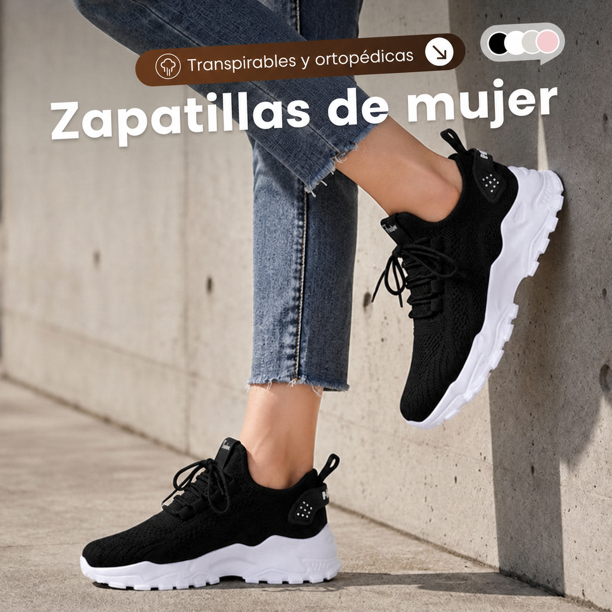 Zapatillas cómodas y transpirables para mujer, portada